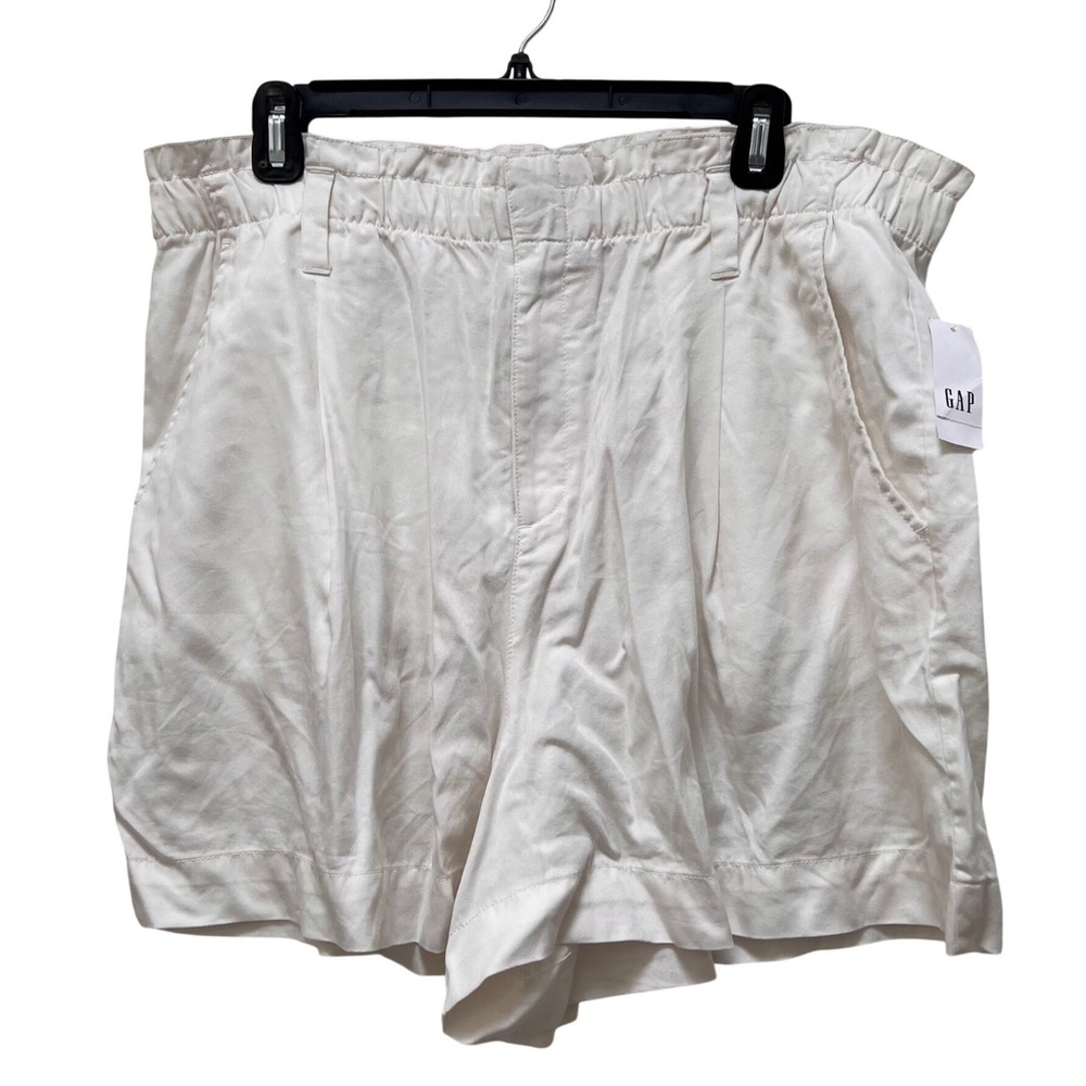 Gap Factory Women White Lyocell Paperbag Pleated Shorts 16 Tall NWT Preppy
